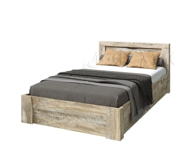 Кровать Ривьера с НАСТИЛОМ 120*200 Дуб Юкон/Бетон Темный