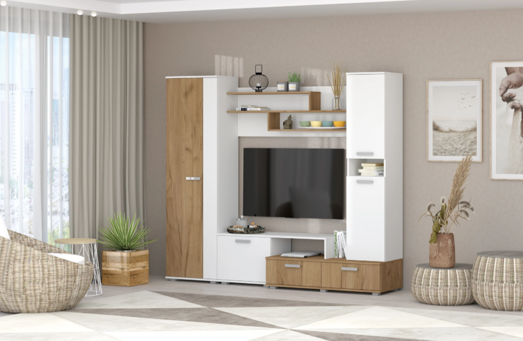 Гостиная Юна Белый/Крафт Золотой